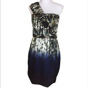 Marc New York Tan Black & Blue Satin Ombré Dress 8